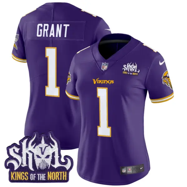 Womens Minnesota Vikings King Of The North Patch Throwback Vapor Limited Jersey Bud Grant Jersey Purple