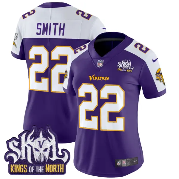 Womens Minnesota Vikings King Of The North Patch Throwback Vapor Limited Jersey Harrison Smith Jersey Purple Alternate