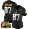 Womens Minnesota Vikings 2024 Winter Warrior Skol Patch Gold Vapor Limited Jersey TJ Hockenson Jersey Black Limited