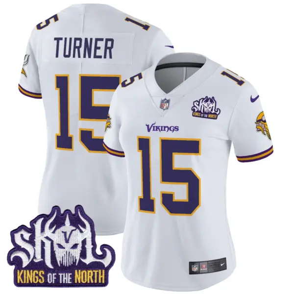 Womens Minnesota Vikings King Of The North Patch Throwback Vapor Limited Jersey Dallas Turner Jersey White
