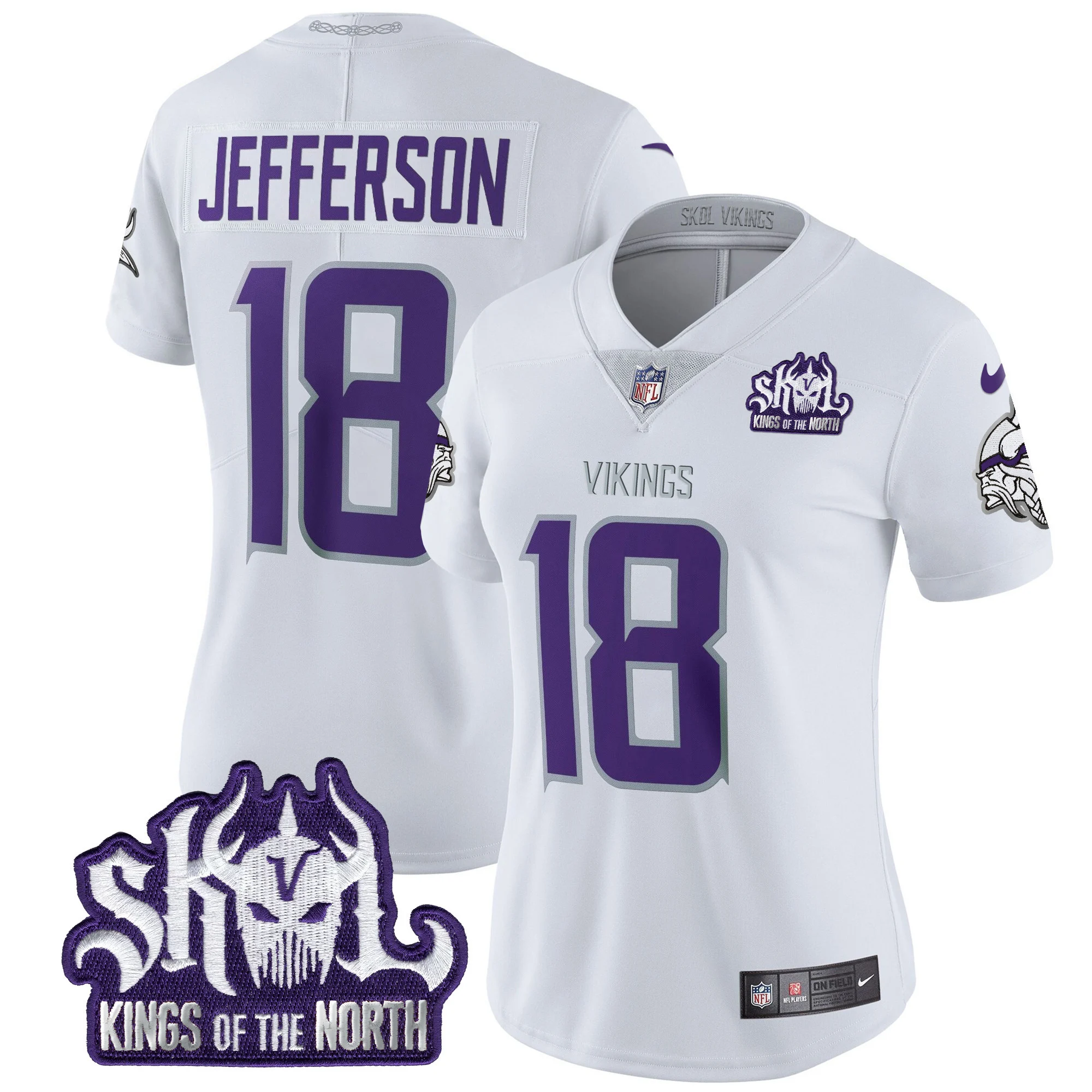 Womens Minnesota Vikings King Of The North Patch Throwback Vapor Limited Jersey Justin Jefferson Jersey Winter Warrior