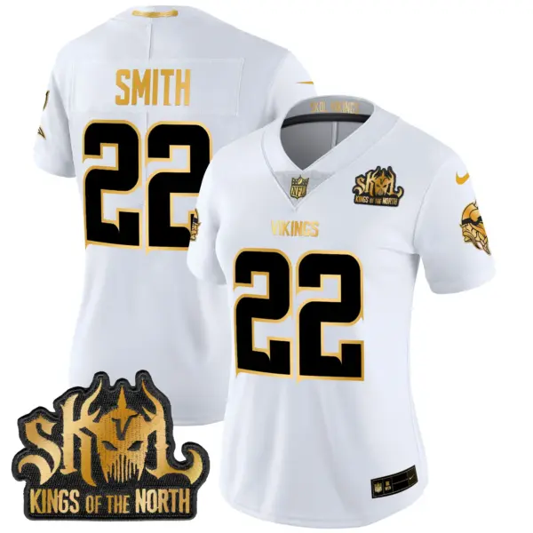 Womens Minnesota Vikings 2024 Winter Warrior Skol Patch Gold Vapor Limited Jersey Harrison Smith Jersey White Gold