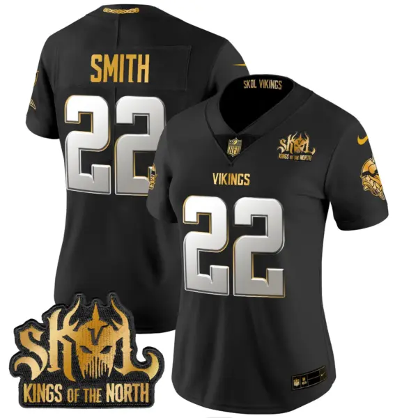 Womens Minnesota Vikings 2024 Winter Warrior Skol Patch Gold Vapor Limited Jersey Harrison Smith Jersey Black Limited
