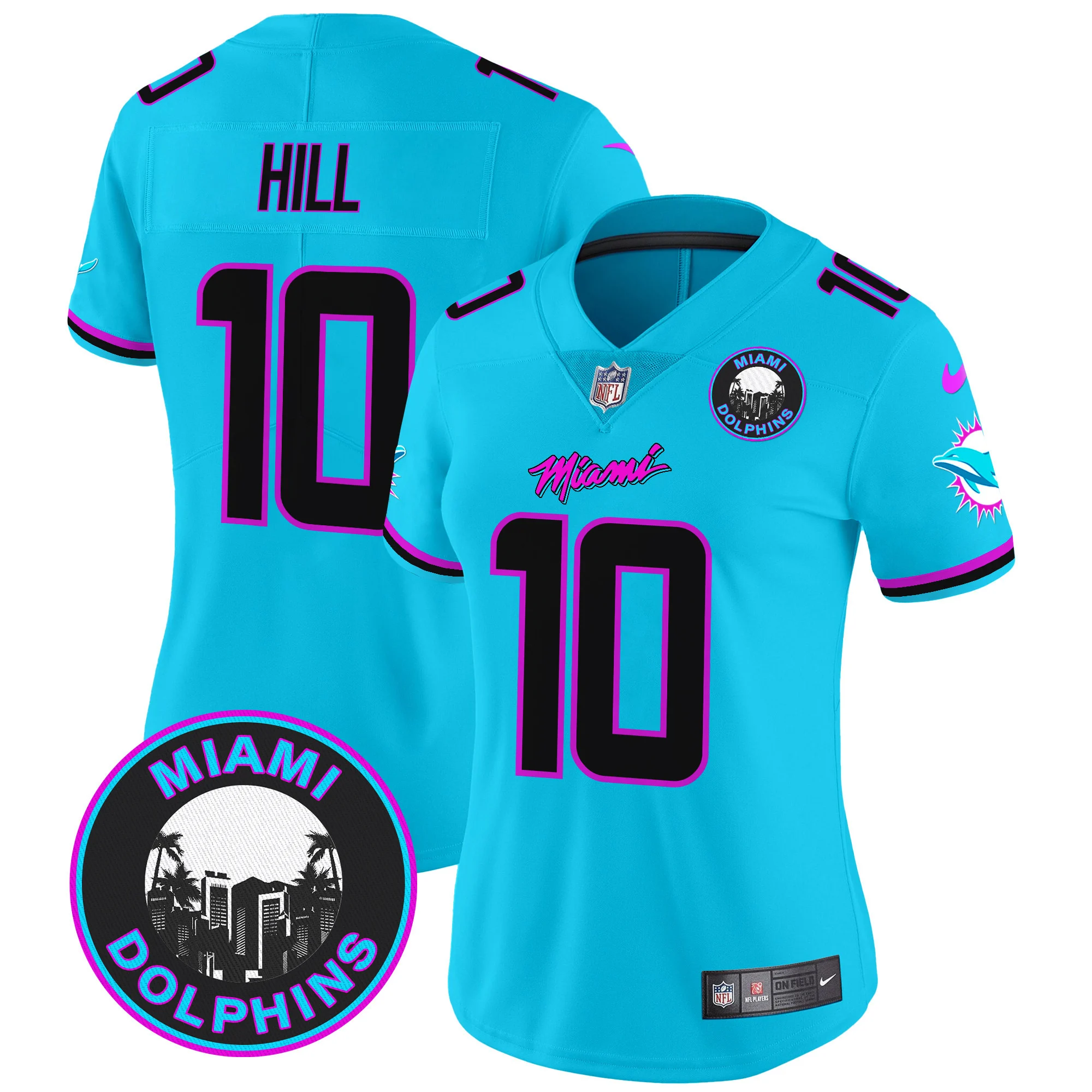 Womens Miami Dolphins Miami Vice Vapor Limited Jersey V3 Tyreek Hill Jersey Aqua