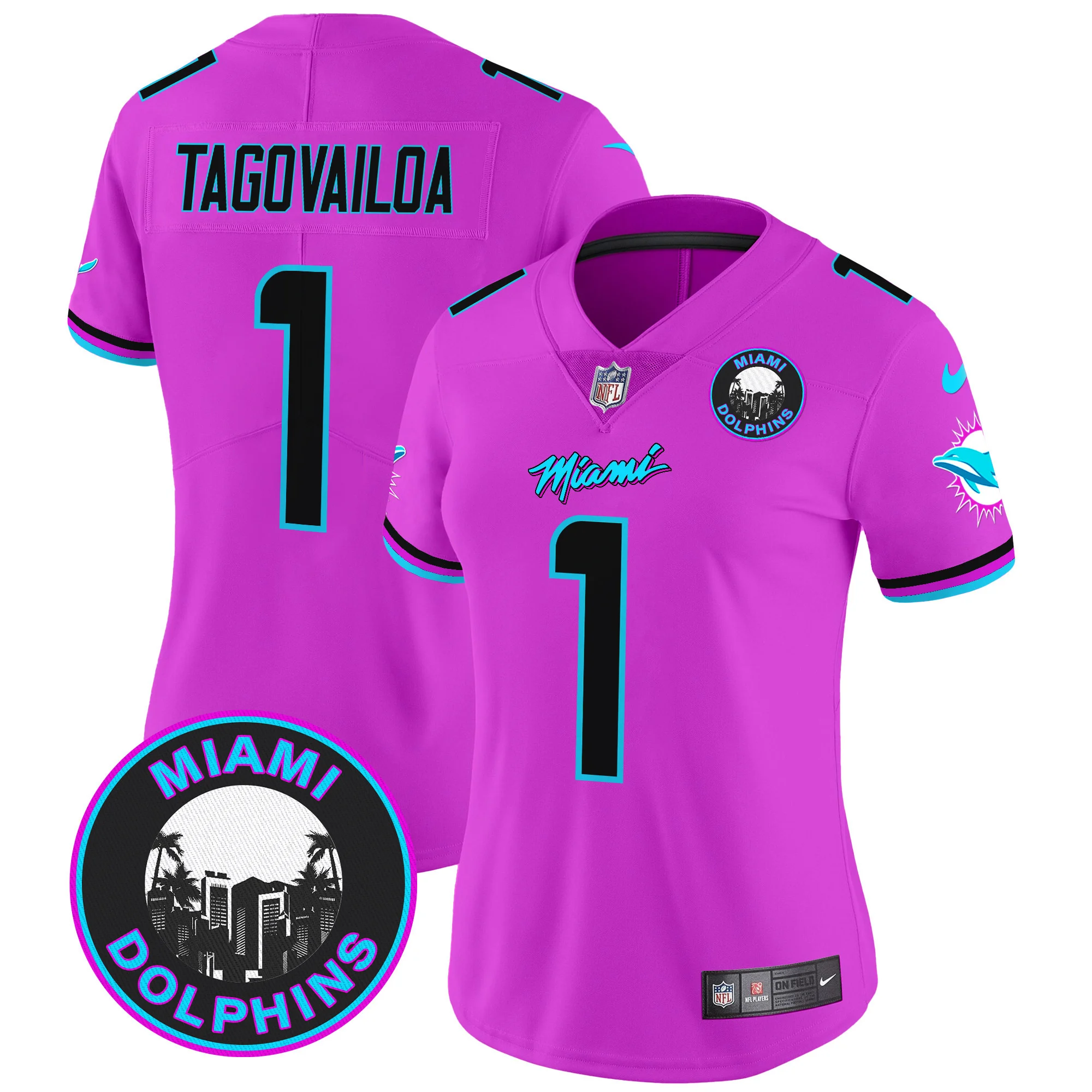 Womens Miami Dolphins Miami Vice Vapor Limited Jersey V3 Tua Tagovailoa Jersey Pink