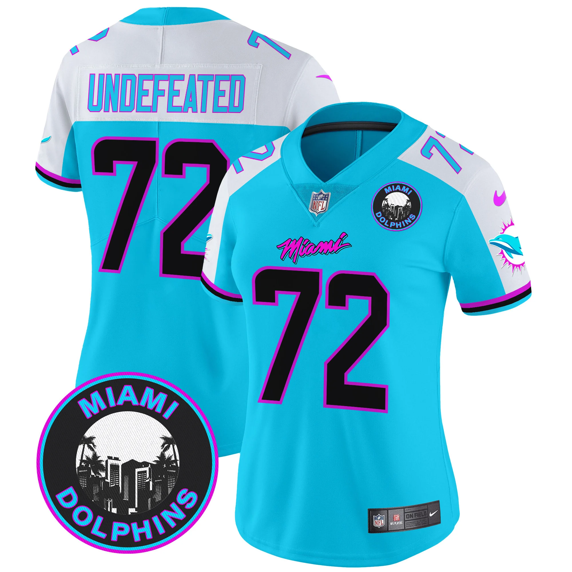 Womens Miami Dolphins Miami Vice Vapor Limited Jersey V3 Undefeated Jersey Aqua Alternate