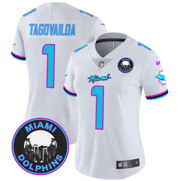 Womens Miami Dolphins Miami Vice Vapor Limited Jersey V3 Tua Tagovailoa Jersey White