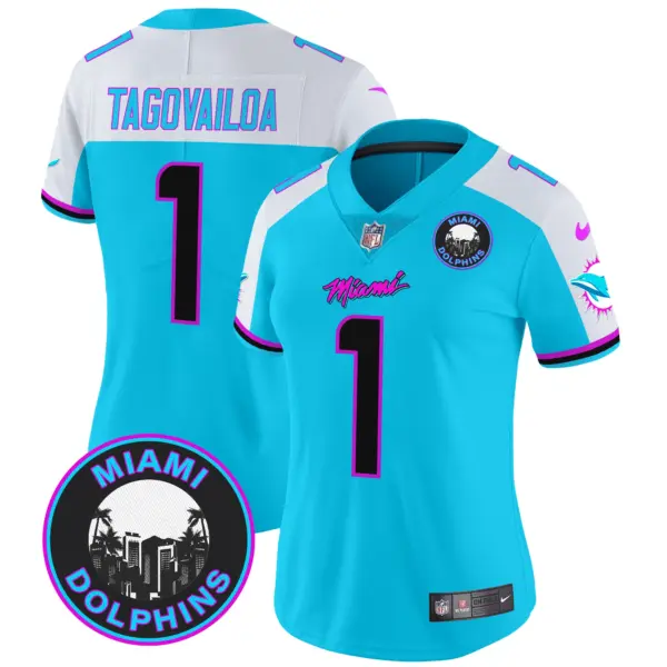 Womens Miami Dolphins Miami Vice Vapor Limited Jersey V3 Tua Tagovailoa Jersey Aqua Alternate