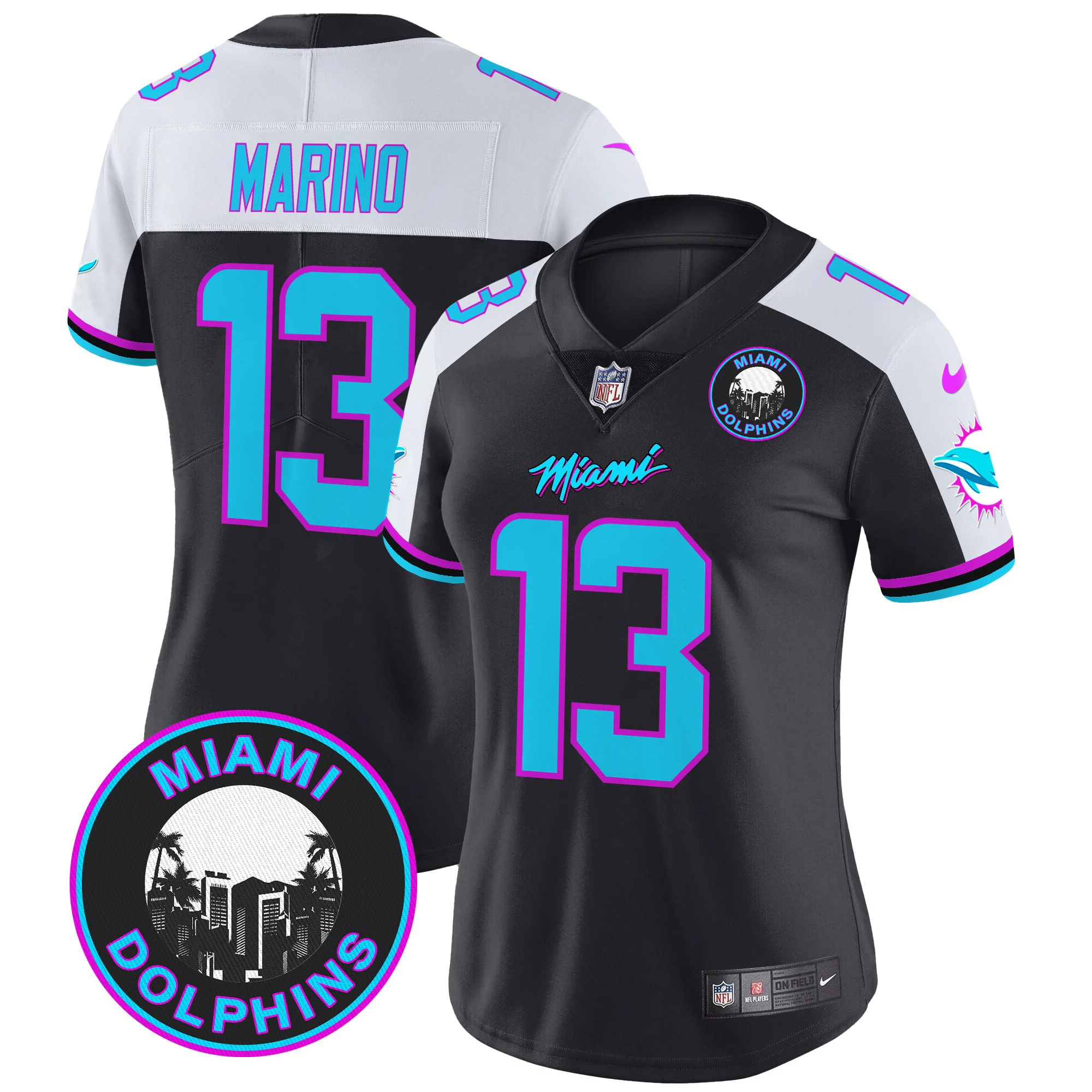Womens Miami Dolphins Miami Vice Vapor Limited Jersey V3 Dan Mirano Jersey Black Alternate