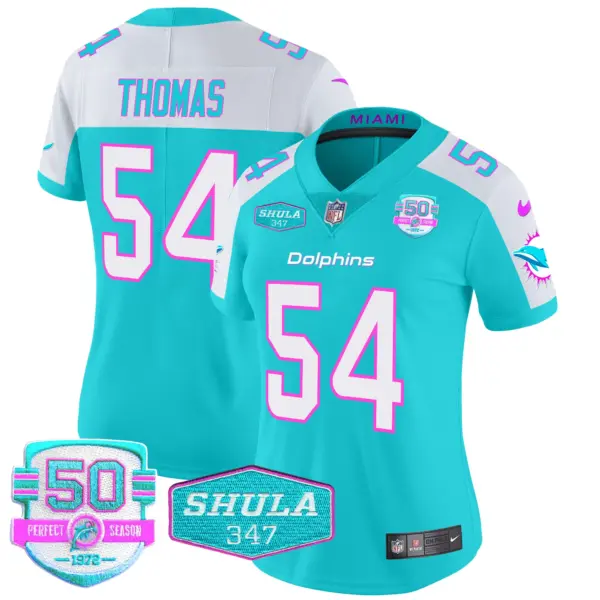 Womens Miami Dolphins Miami Vice Vapor Limited Jersey V2 Zach Thomas Jersey Aqua Alternate