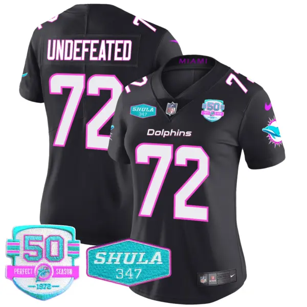 Womens Miami Dolphins Miami Vice Vapor Limited Jersey V2 Undefeated Jersey Black