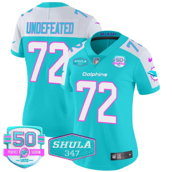 Womens Miami Dolphins Miami Vice Vapor Limited Jersey V2 Undefeated Jersey Aqua Alternate