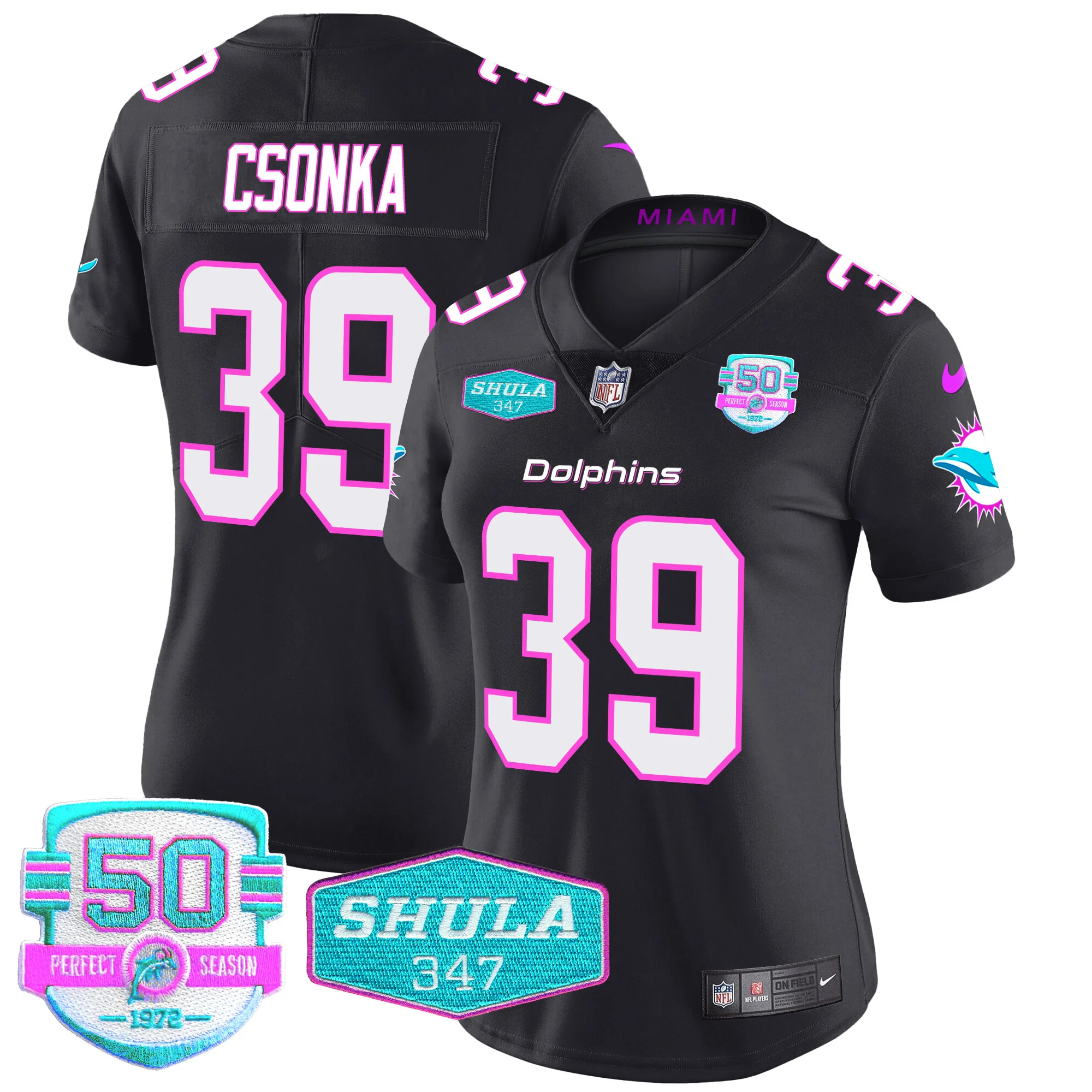 Womens Miami Dolphins Miami Vice Vapor Limited Jersey V2 Larry Csonka Jersey Black