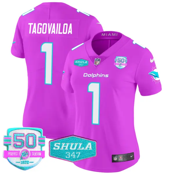 Womens Miami Dolphins Miami Vice Vapor Limited Jersey V2 Tua Tagovailoa Jersey Pink