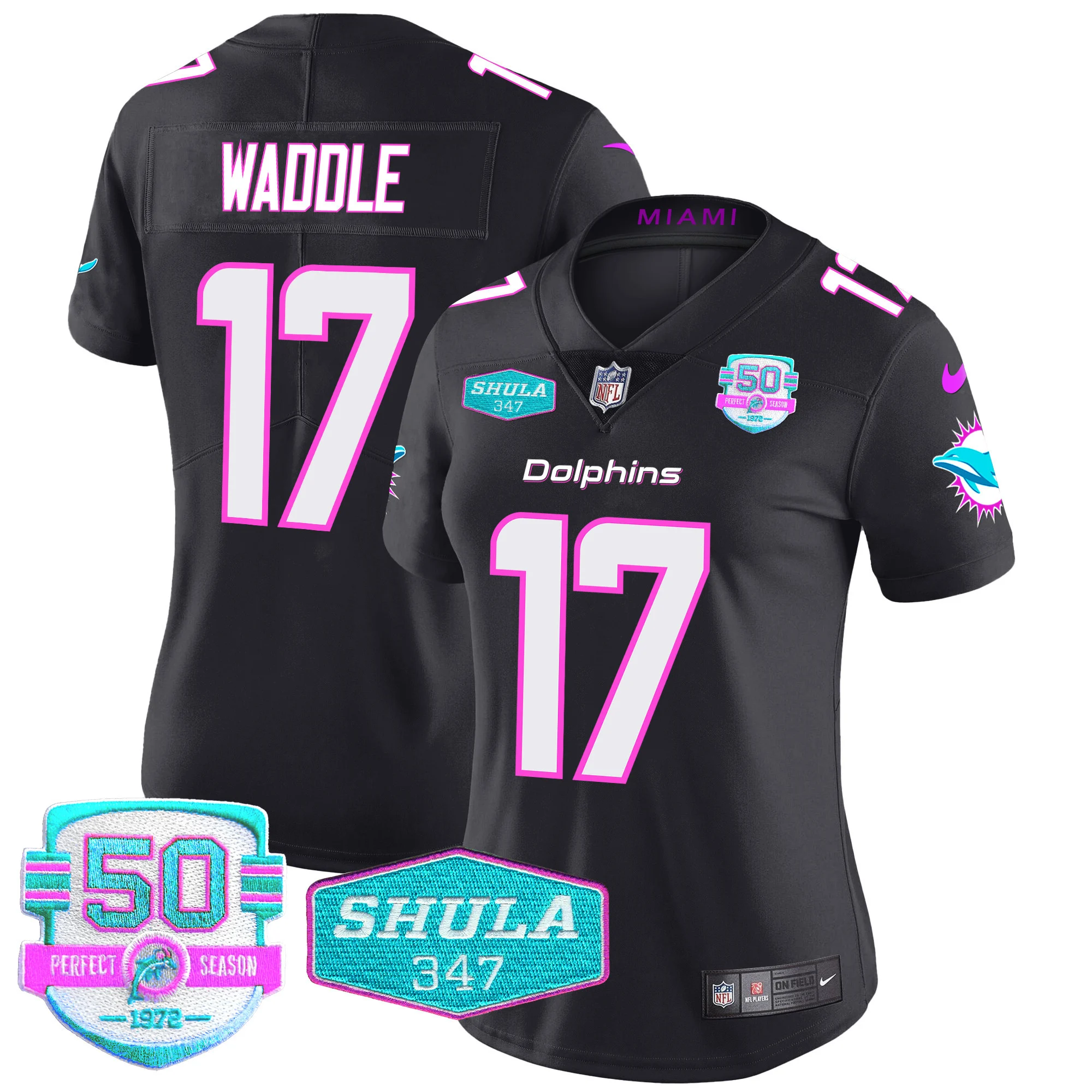 Womens Miami Dolphins Miami Vice Vapor Limited Jersey V2 Jaylen Waddle Jersey Black