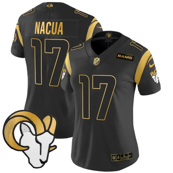 Womens Los Angeles Rams 2024 Gold Vapor Limited Jersey Puka Nacua Jersey Black Gold