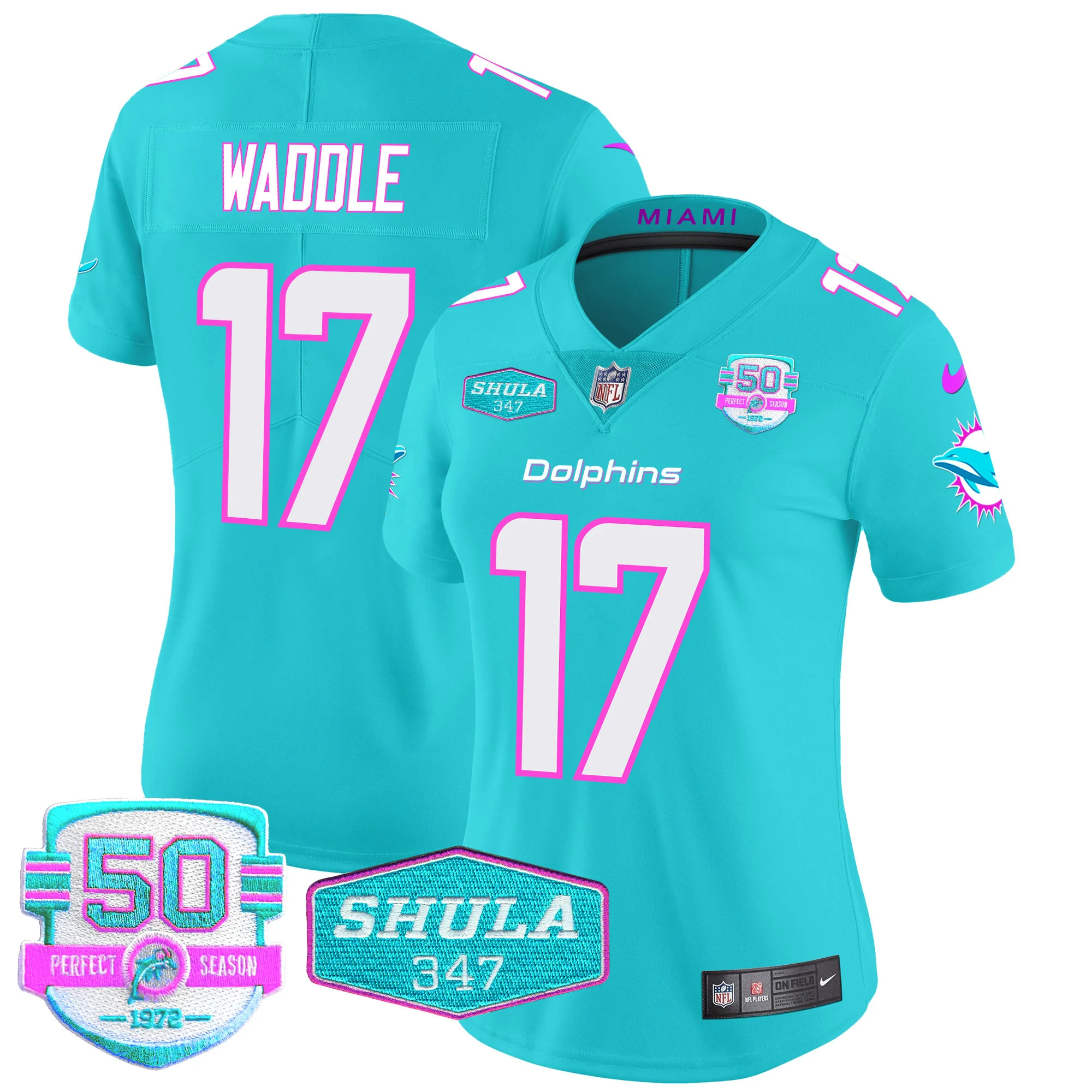 Womens Miami Dolphins Miami Vice Vapor Limited Jersey V2 Jaylen Waddle Jersey Aqua