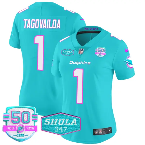 Womens Miami Dolphins Miami Vice Vapor Limited Jersey V2 Tua Tagovailoa Jersey Aqua