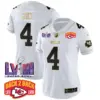 Womens Kansas City Chiefs Super Bowl LVIII Back 2 Back Patch Vapor Jersey V2 Rashee Rice Jersey White Gold