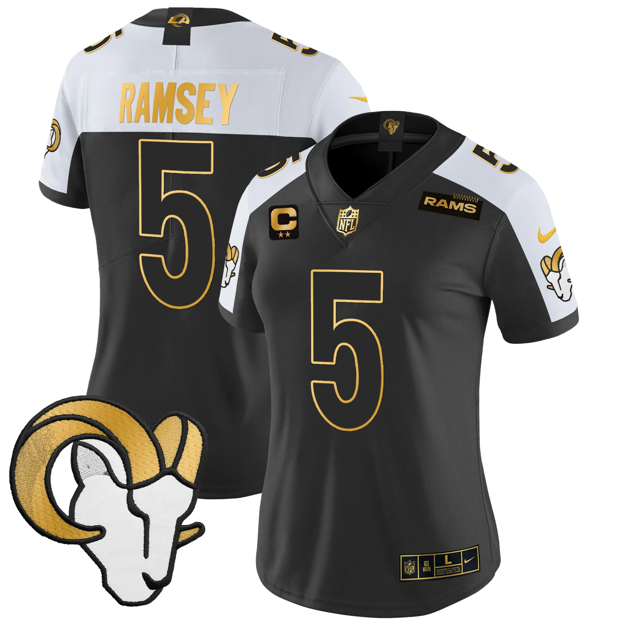 Womens Los Angeles Rams 2024 Gold Vapor Limited Jersey Jalen Ramsey Jersey Alternate