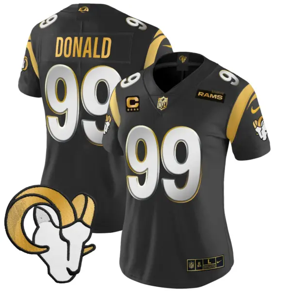 Womens Los Angeles Rams 2024 Gold Vapor Limited Jersey Aaron Donald Jersey Black Limited
