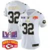 Womens Kansas City Chiefs Super Bowl LVIII Back 2 Back Patch Vapor Jersey V2 Nick Bolton Jersey White Gold