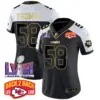Womens Kansas City Chiefs Super Bowl LVIII Back 2 Back Patch Vapor Jersey V2 Derick Thomas Jersey Alternate