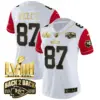 Womens Kansas City Chiefs Super Bowl LVIII Back 2 Back Gold Patch Vapor Jersey V2 Travis Kelce Jersey Color Sleeves