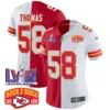 Womens Kansas City Chiefs Super Bowl LVIII Back 2 Back Patch Vapor Jersey V2 Derick Thomas Jersey Split