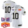 Womens Kansas City Chiefs Super Bowl LVIII Back 2 Back Patch Vapor Jersey V2 Isiah Pacheco Jersey White Gold