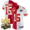 Womens Kansas City Chiefs Super Bowl LVIII Back 2 Back Gold Patch Vapor Jersey V2 Patrick Mahomes Jersey Split