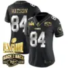 Womens Kansas City Chiefs Super Bowl LVIII Back 2 Back Gold Patch Vapor Jersey V2 Justin Watson Jersey Black Limited