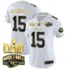 Womens Kansas City Chiefs Super Bowl LVIII Back 2 Back Gold Patch Vapor Jersey V2 Patrick Mahomes Jersey White Gold