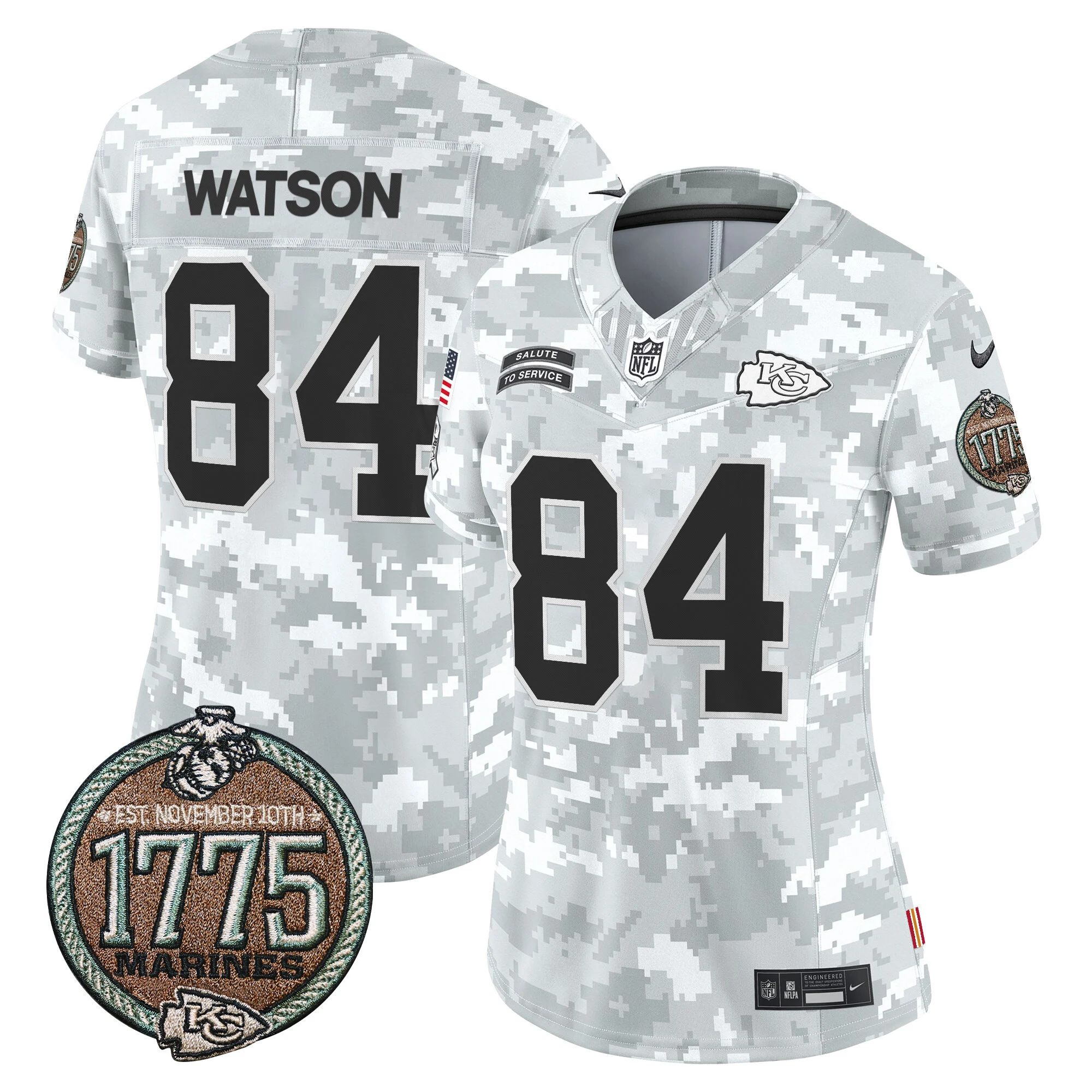 Womens Kansas City Chiefs 2024 Salute To Service Establishment Year Patch Vapor Limited Jersey Justin Watson Jersey Marines