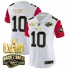 Womens Kansas City Chiefs Super Bowl LVIII Back 2 Back Gold Patch Vapor Jersey V2 Isiah Pacheco Jersey Color Sleeves