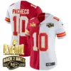 Womens Kansas City Chiefs Super Bowl LVIII Back 2 Back Gold Patch Vapor Jersey V2 Isiah Pacheco Jersey Split