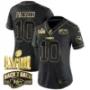 Womens Kansas City Chiefs Super Bowl LVIII Back 2 Back Gold Patch Vapor Jersey V2 Isiah Pacheco Jersey Black Gold