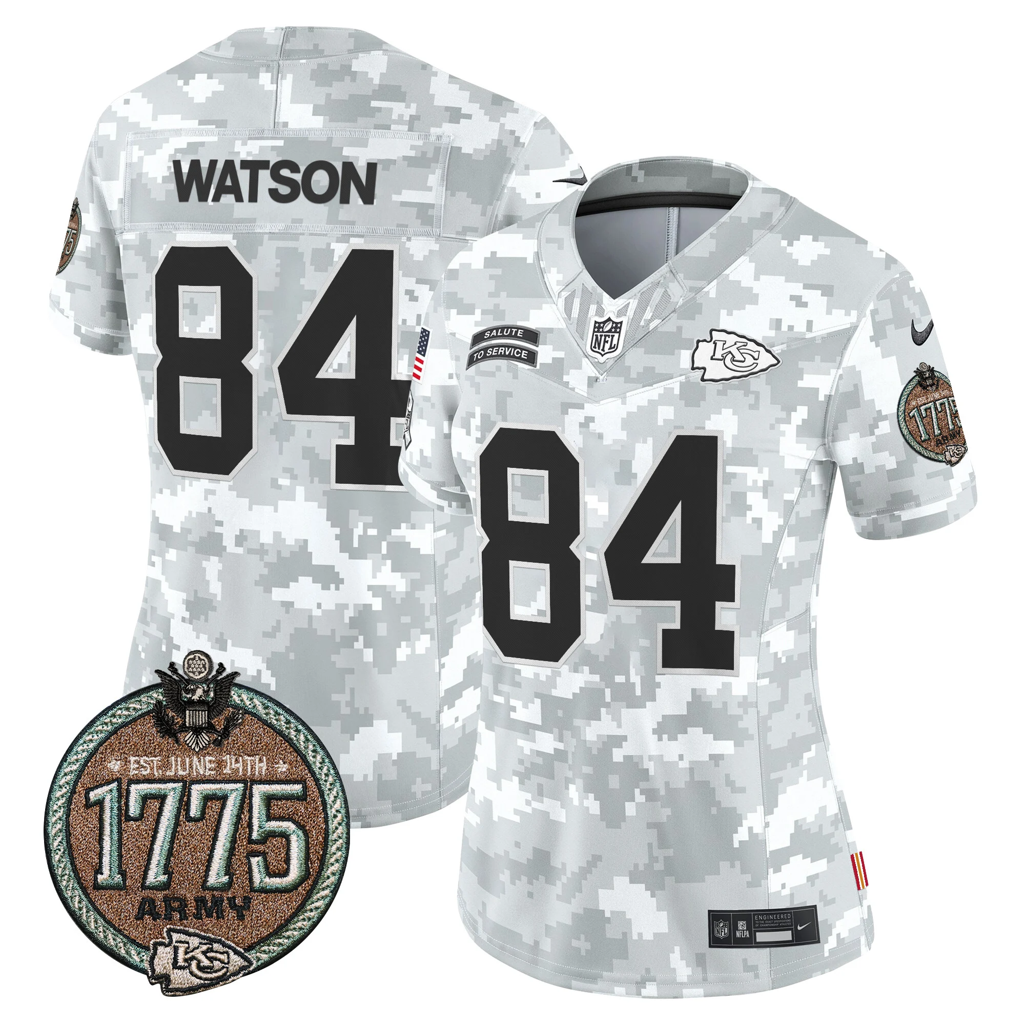 Womens Kansas City Chiefs 2024 Salute To Service Establishment Year Patch Vapor Limited Jersey Justin Watson Jersey Army