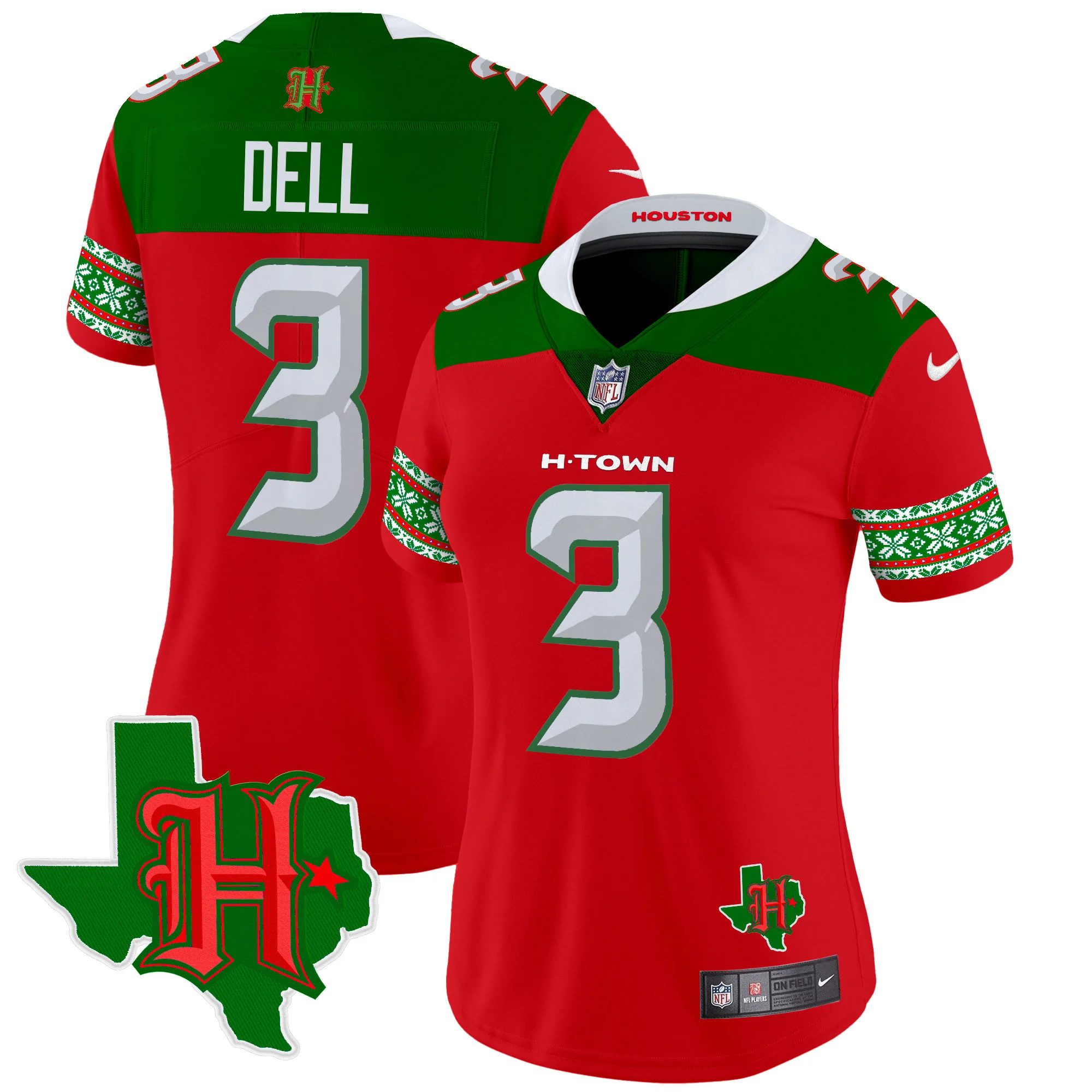 Womens Houston Texans 2024 Christmas Vapor Limited Jersey Tank Dell Jersey Red