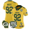 Womens Green Bay Packers 100Th Season Home Patch Cheese Vapor Limited Jersey Reggie White Jersey Gold