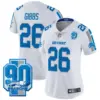 Womens Detroit Lions 90Th Year Patch Vapor Limited Jersey Jahmyr Gibbs Jersey White