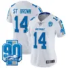 Womens Detroit Lions 90Th Year Patch Vapor Limited Jersey Stbrown Jersey White