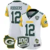 Womens Green Bay Packers 100Th Season Home Patch Cheese Vapor Limited Jersey Aaron Rodgers Jersey White