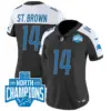 Womens Detroit Lions 2023 NFC North Division Champions Patch Vapor Jersey Stbrown Jersey Black Alternate