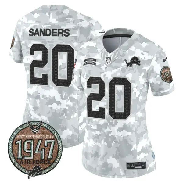 Womens Detroit Lions 2024 Salute To Service Establishment Year Patch Vapor Limited Jersey Barry Sanders Jersey Air Force