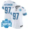Womens Detroit Lions 2023 NFC North Division Champions Patch Vapor Jersey Hutchinson Jersey White