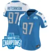 Womens Detroit Lions 2023 NFC North Division Champions Patch Vapor Jersey Hutchinson Jersey Blue Alternate