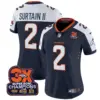 Womens Denver Broncos 3 Time Champions Patch Vapor Limited Jersey Patrick Surtain II Jersey Navy Alternate