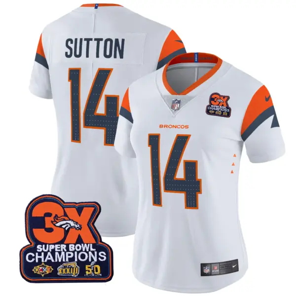 Womens Denver Broncos 3 Time Champions Patch Vapor Limited Jersey Courtland Sutton Jersey White