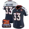 Womens Denver Broncos 3 Time Champions Patch Vapor Limited Jersey Javonte Williams Jersey Navy Alternate